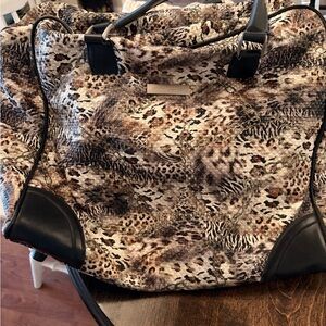 Cynthia Rowley Leopard Print Weekender Bag with Black Accents